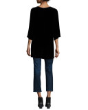 Lorne 3/4-Sleeve Embroidered Velvet Top