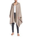 Asham Zip-Front Hooded Poncho, Dark Taupe