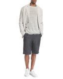Relaxed Linen-Blend Blazer, Whisper White