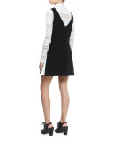 Vega Sleeveless Two-Tone Dress, Black/ Ivory