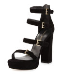 Fourbucks Suede Platform Sandal, Black