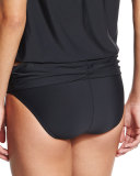 Cabana Solids Banded Swim Bottom, Black