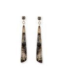 18k Fossilized Oak & Diamond Drop Earrings