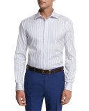 Striped Dress Shirt, Navy/Lavender