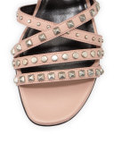 Strappy Studded Flat Sandal, Pale Pink
