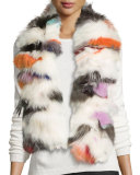 Fox Fur Scarf, White/Multicolor