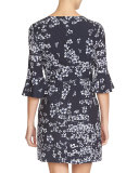 3/4-Sleeve Floral-Print Dress