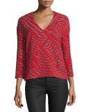 Tokyo Mixed-Weave V-Neck Top