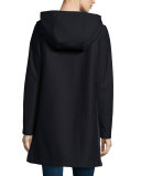 Hooded Zip-Front Stretch Parka, Nero