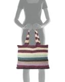 Striped Crochet Beach Tote Bag