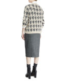Teddy 3/4-Sleeve Houndstooth Pullover, Desert