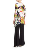 Cold-Shoulder Alfresco-Print Tunic Top