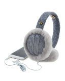 Wired Cable-Knit Crochet Earmuffs, Steel