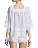 Minnie Geometric-Embroidered Shorts, Pure White