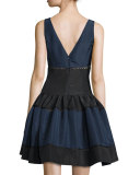 Ballet Split-Neck Structured A-Line Dress