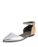 Monili Ankle-Wrap d'Orsay Flat, Silver