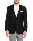 Twill Two-Button Blazer, Black