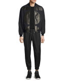 MA01 Leather-Patch Bomber Jacket