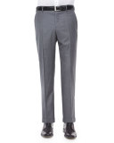 Parker Flat-Front Super 150's Trousers, Grey