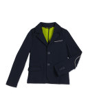 Classic Two-Button Blazer, Navy, Size 4-12