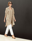 Linen Scoop-Neck Tank, Sesame, Plus Size