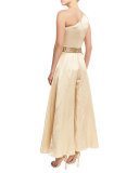 Catrice One-Shoulder Satin Jumpsuit, Buff