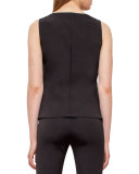 Scoop-Neck Silk Shell, Black