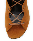 Babies Suede Lace-Up 90mm Sandal, Tan