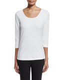 3/4-Sleeve Cotton Tee, White