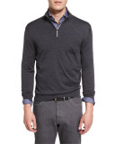 1/4-Zip High-Performance Merino Wool Sweater, Charcoal