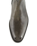 Amedeo Testoni Washed Leather Zip-Up Boot, Dark Gray