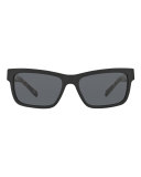 Men's Acoustic Core Check-Temple Rectangular Sunglasses