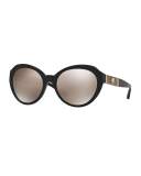 Mirrored Butterfly Filigree Sunglasses, Black