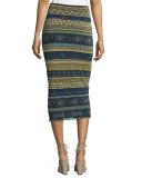 Striped Tulle Midi Tube Skirt, Blue Pattern