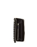 Rockstud Grained Leather Zip-Around Wallet