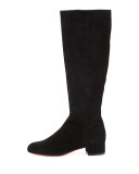 Liliboot Suede 30mm Red Sole Knee Boot, Black