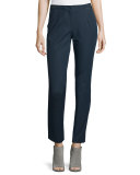 Stanton Ribbon-Trimmed Tapered Ankle Pants, Ink