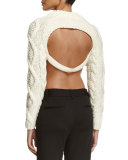 Cropped Wool Open-Back Sweater, Chalk