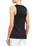 Clementine Sleeveless Crepe Top, Black
