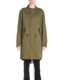 Hooded Wings-Print Anorak Jacket, Olive