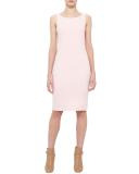 Sleeveless Wool Sheath Dress, Flamingo