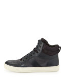 Adam Men's Leather High-Top Sneaker, Blue