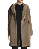 Oversized Hooded Alpaca & Wool Coat, Mink