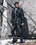 Box-Check Two-Piece Suit, Gray