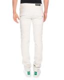 Skinny Stretch-Denim Biker Jeans, White