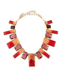 Two-Tone Resin & Crystal Bib Necklace, Berry