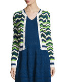 Zigzag Cropped Cardigan, Evergreen