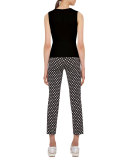 Franca Dot-Print Ankle Pants, Black/Cream