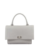 Shark Medium Waxy Leather Satchel Bag, Gray