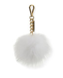 Fox Fur Pompom Bag Charm, White